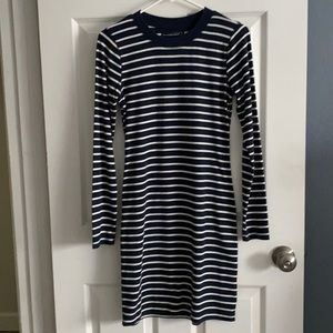 Abercrombie and Fitch long sleeve Dress say small navy and white striped